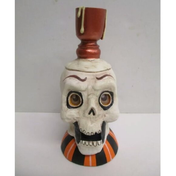 Halloween "Skullcap Luminary" Skeleton Skull 6.35" ~ design by Jorge De Rojas - Picture 2 of 9